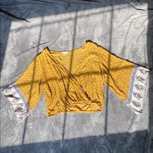 boho long sleeve yellow light summer top